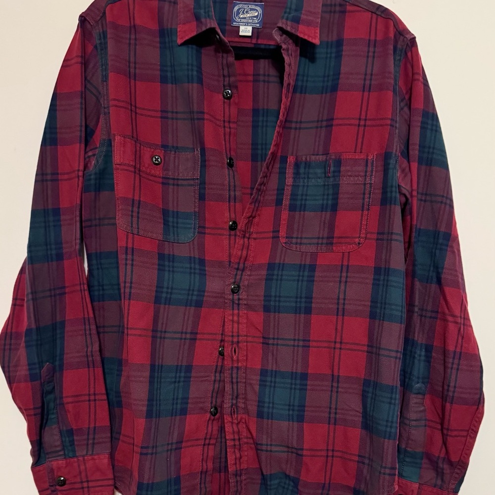 J. Crew Red and Green Checkered Shirt